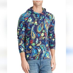 Polo Ralph LaurenHooded Long-Sleeve Paisley-Print Jersey Pullover Size M